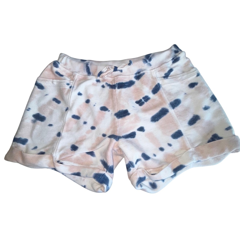 New Directions Studio Women Blue Peach Tie‎ Dye French Terry Lounge Shorts Small